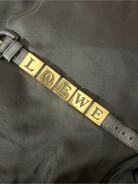 Loewe Black Leather Bracelet with Gold-Tone Letter Blocks - Includes Box!